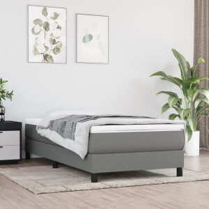 vidaXL Boxspring met matras stof donkergrijs 100x200 cm
