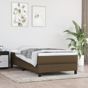 vidaXL Boxspring met matras stof donkerbruin 100x200 cm