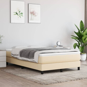 vidaXL Boxspring met matras stof crèmekleurig 120x200 cm