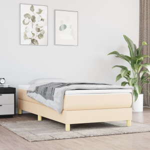 vidaXL Boxspring met matras stof crèmekleurig 80x200 cm