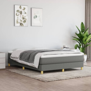 vidaXL Boxspring met matras stof donkergrijs 140x200 cm