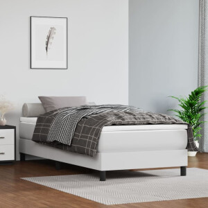 vidaXL Boxspring met matras kunstleer wit 90x190 cm