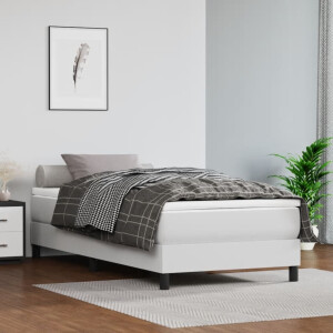 vidaXL Boxspring met matras kunstleer wit 90x200 cm