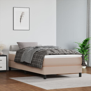 vidaXL Boxspring met matras kunstleer cappuccinokleurig 100x200 cm