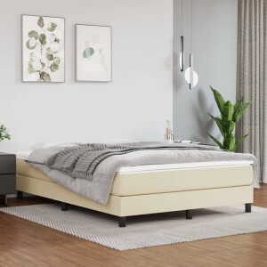vidaXL Boxspring met matras kunstleer crèmekleurig 140x190 cm