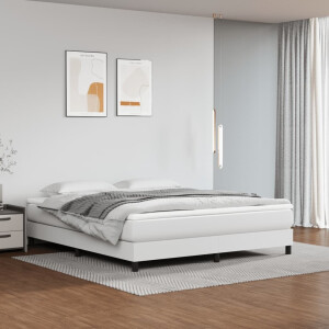 vidaXL Boxspring met matras kunstleer wit 160x200 cm