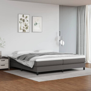 vidaXL Boxspring met matras kunstleer grijs 200x200 cm