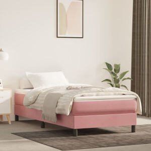 vidaXL Boxspring met matras fluweel roze 90x200 cm