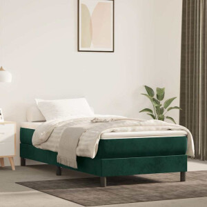 vidaXL Boxspring met matras fluweel donkergroen 100x200 cm