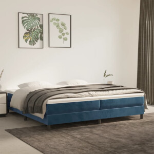 vidaXL Boxspring met matras fluweel donkerblauw 200x200 cm