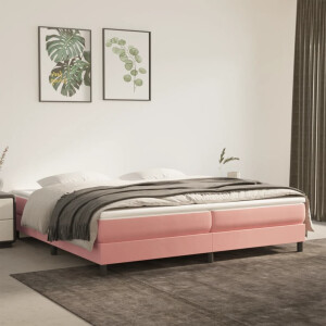 vidaXL Boxspring met matras fluweel roze 200x200 cm