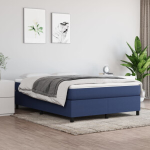 vidaXL Boxspring met matras stof blauw 140x190 cm