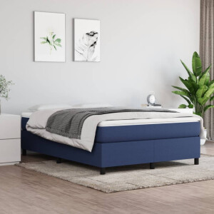 vidaXL Boxspring met matras stof blauw 140x200 cm