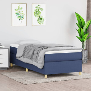 vidaXL Boxspring met matras stof blauw 80x200 cm