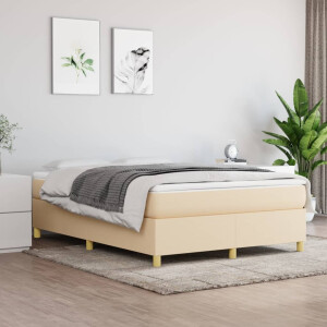 vidaXL Boxspring met matras stof crèmekleurig 140x200 cm