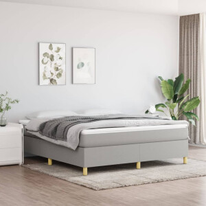 vidaXL Boxspring met matras stof lichtgrijs 160x200 cm