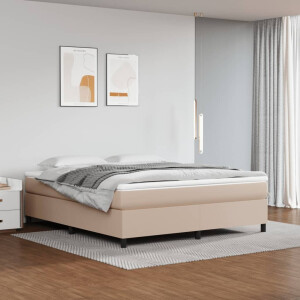 vidaXL Boxspring met matras kunstleer cappuccinokleurig 160x200 cm