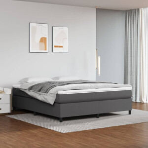 vidaXL Boxspring met matras kunstleer grijs 180x200 cm