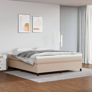 vidaXL Boxspring met matras kunstleer cappuccinokleurig 180x200 cm