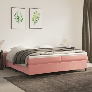 vidaXL Boxspring met matras fluweel roze 200x200 cm