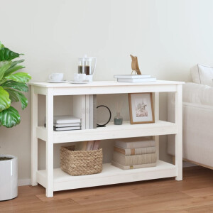 vidaXL Wandtafel 110x40x74 cm massief grenenhout wit
