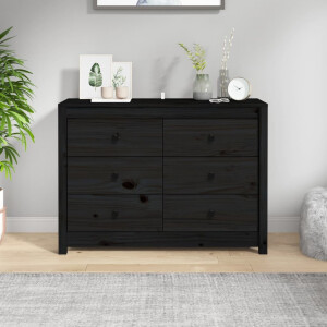 vidaXL Dressoir 100x40x72 cm massief grenenhout zwart