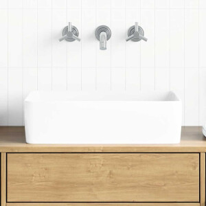 vidaXL Wasbak 48x37x13 rechthoekig keramiek wit