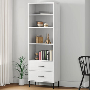 vidaXL Boekenkast met 2 lades OSLO 60x35x180 cm massief hout wit