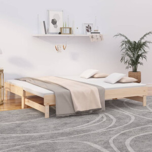 vidaXL Slaapbank uitschuifbaar massief grenenhout 2x(75x190) cm