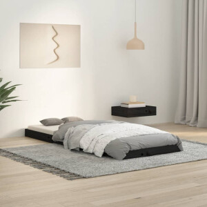 vidaXL Bedframe massief grenenhout zwart 75x190 cm