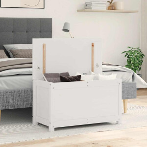 vidaXL Opbergbox wit 80x40x45,5 cm massief grenenhout