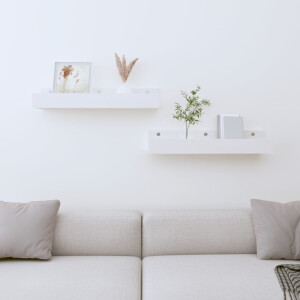 vidaXL Wandschappen 2 st 50x12x9 cm massief grenenhout wit