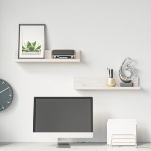 vidaXL Wandkasten 2 st 50x11x9 cm massief grenenhout wit