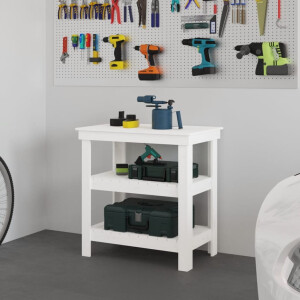 vidaXL Werkbank 78,5x50x80 cm massief grenenhout wit