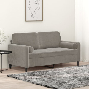 vidaXL Tweezitsbank met kussens 140 cm fluweel lichtgrijs