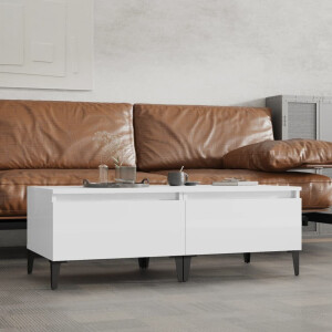 vidaXL Bijzettafels 2 st 50x46x35 cm bewerkt hout hoogglans wit