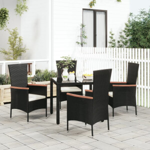 vidaXL Tuinstoelen 4 st met kussens poly rattan zwart