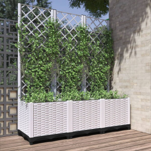vidaXL Plantenbak met latwerk 120x40x136 cm polypropeen wit