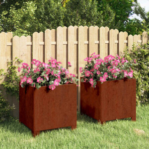 vidaXL Plantenbakken met poten 2 st roestig 30x30x30 cm cortenstaal