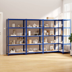 vidaXL Opbergrek 5-laags 4 st staal & bewerkt hout blauw