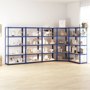 vidaXL Opbergrek 5-laags 5 st staal & bewerkt hout blauw