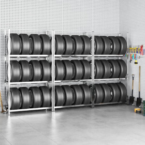 vidaXL Bandenrekken 3-laags 3 st 110x40x200 cm staal zilverkleurig