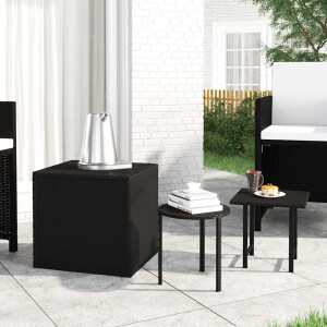 vidaXL Bijzettafels 3 st poly rattan zwart