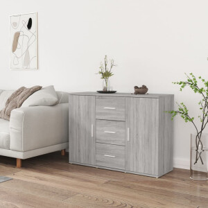 vidaXL Dressoir 91x29,5x65 cm bewerkt hout grijs sonoma eikenkleurig