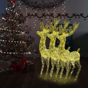 vidaXL Kerstdecoratie rendier XXL 3 st 250 LED's warmwit 180 cm acryl