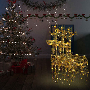 vidaXL Kerstversiering rendier 3 st 60x16x100 cm acryl