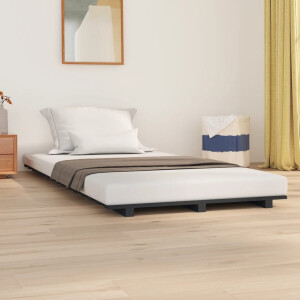 vidaXL Bedframe massief grenenhout grijs 90x200 cm