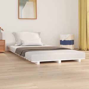 vidaXL Bedframe massief grenenhout wit 100x200 cm