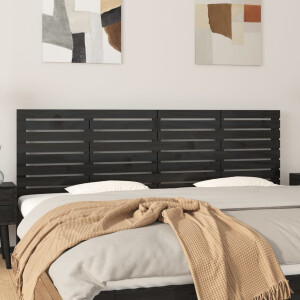 vidaXL Hoofdbord wandmontage 166x3x63 cm massief grenenhout zwart