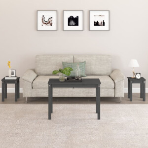 vidaXL Tafeltjesset 3 st massief grenenhout grijs